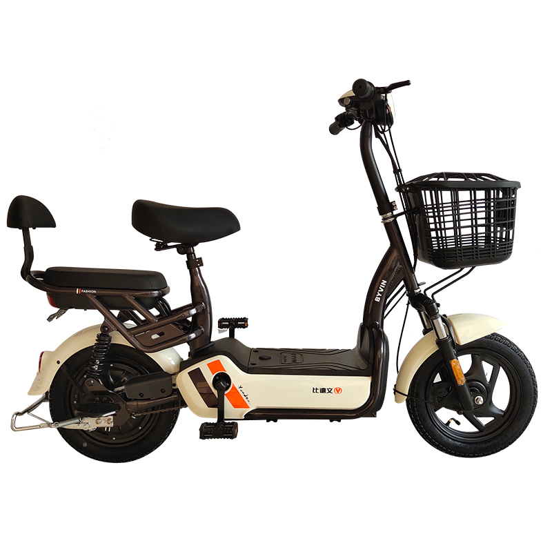 比德文電動車48v12ah可拆卸鋰電池小型電瓶車男女電動自行車助力車代步車 云豆 奶白